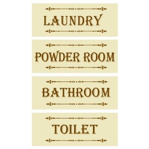 Country Wooden Hanging CREAM SIGNS Toilet Bathroom Laundry Powder Room Plaque...   162992586140